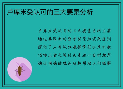 卢库米受认可的三大要素分析