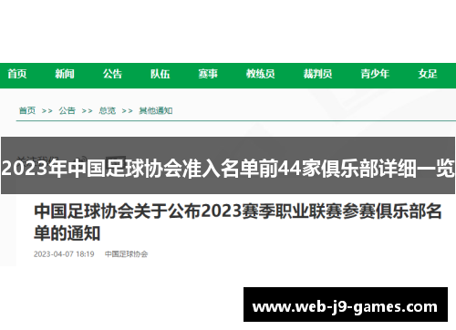 2023年中国足球协会准入名单前44家俱乐部详细一览